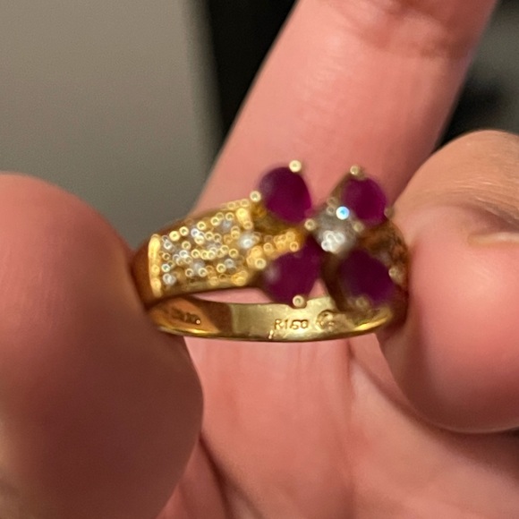 ❤️SOLD❤️Preloved K18YG Diamond Ruby Ring - D0.23ct/R1.50ct Size 5.75US/51EU/11JP - Picture 7 of 11